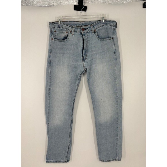Levis Jeans Men 32x30 Blue 505 Regular Straight‎ Fit Leg Light Wash Denim Y2K - Picture 1 of 4